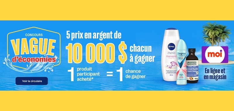 Concours Jean-Coutu - 5 prix en argent de 10 000$ à gagner!
