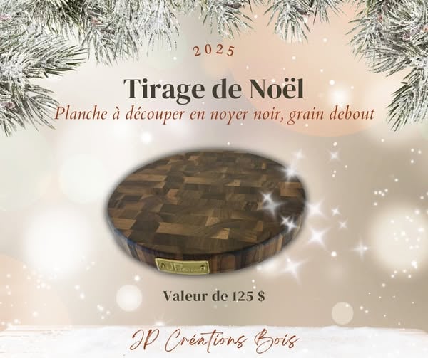 Concours JP Créations Bois - Gagnez une magnifique planche à découper en noyer d'une valeur de 125$