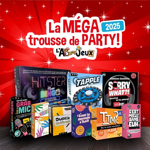 Concours L'As des jeux - Gagne La MÉGA trousse de party L'As des jeux 2025!