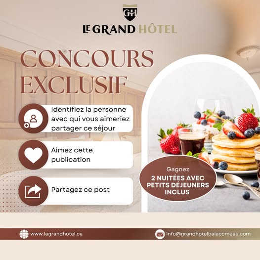 Concours Le Grand Hôtel / Resto Bar Le Blues - GAGNEZ VOTRE ESCAPADE DE RÊVE ! Concours Le Grand Hôtel / Resto Bar Le Blues - GAGNEZ VOTRE ESCAPADE DE RÊVE !