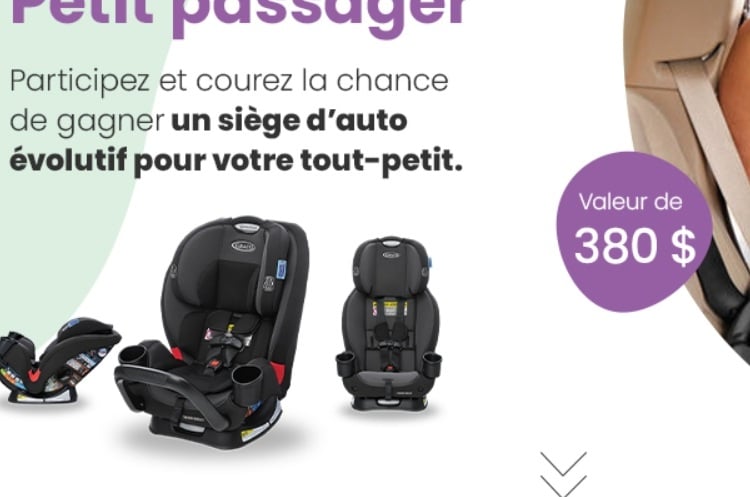 Concours Naître et grandir- Gagnez un siège d'auto évolutif pour votre tout-petit!