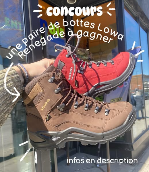 Concours Plein Air Entrepôt - Gagnez une paire de bottes Lowa Renegade! Concours Plein Air Entrepôt - Gagnez une paire de bottes Lowa Renegade!