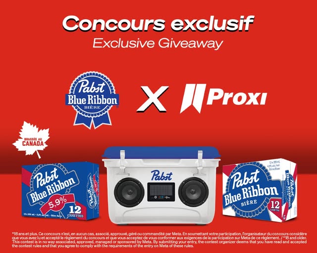 Concours Proxi - Gagnez l'une des deux glacières Pabst avec haut-parleurs intégrés.