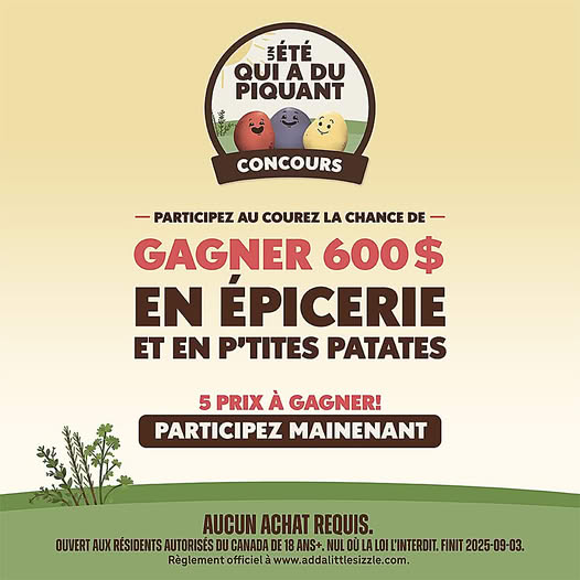 Concours The Little Potato - Gagnez 600 $ en produits d’épicerie et des P’tites patates! Concours The Little Potato - Gagnez 600 $ en produits d’épicerie et des P’tites patates!