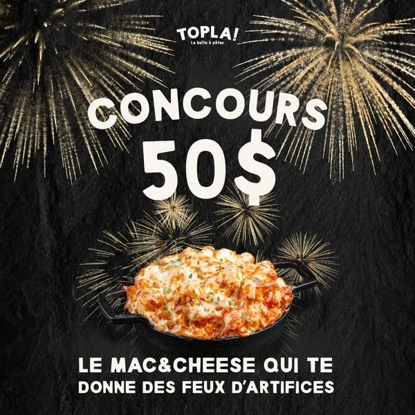 Concours Topla - Une carte-cadeau de 50$ à gagner !