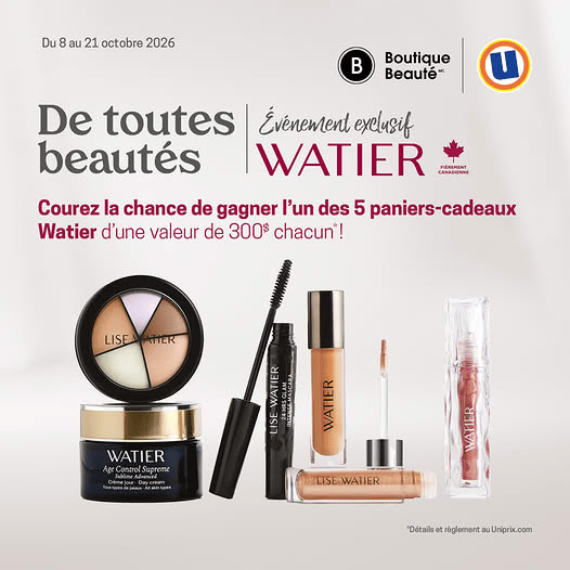 Concours Uniprix Gagnez l'un des cinq paniers-cadeaux de produits WATIER!