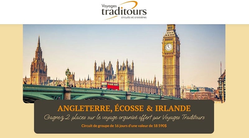 Concours Voyages Traditours - Gagnez un voyage organisé pour deux au cœur du Royaume réuni Concours Voyages Traditours - Gagnez un voyage organisé pour deux au cœur du Royaume réuni
