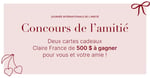 Concours Boutiques Claire France - Gagnez 2 cartes-cadeaux d’une valeur de 500$ chacune!