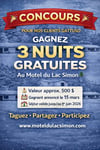 Concours Gagnez trois nuits gratuites au motel du Lac Simon!