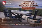 Concours Groupe Unik Béton - Gagne cette Table en Béton d'une Valeur de 2 500$
