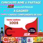 Concours IGA Marché Poulin - GAGNEZ UNE CARTE-CADEAU IGA MARCHÉ POULIN DE 100$ POUR DES PRODUITS COMPLIMENT!