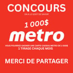 Concours METRO Carte-Cadeau de 1000$ à GAGNER