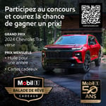 Concours Mobil 1 Gagnez une Chevrolet Traverse 2024