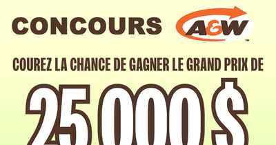 Concours A&W - 25,000$ en argent et 25,000 prix instantanés à Gagner!