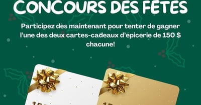 Concours Boulangerie Québec -  Gagnez l'une des 2 cartes-cadeaux d'épicerie de 150$ chacune!