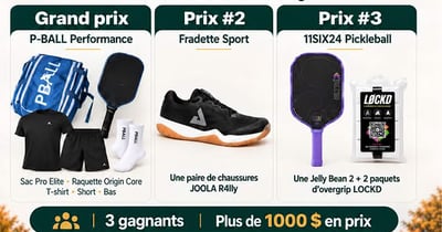 Concours Gagnez l'un des trois prix Pickleball d'une valeur de 1000$!