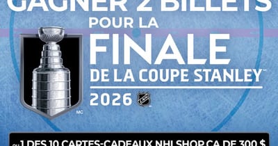 Concours Gagnez 2 billets pour la finale de la Coupe Stanley ou l’une des 10 cartes-cadeaux NHLshop.ca!
