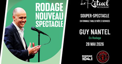Concours Gagnez 2 billets pour le souper-spectacle de Guy Nantel au restaurant Le Rituel!