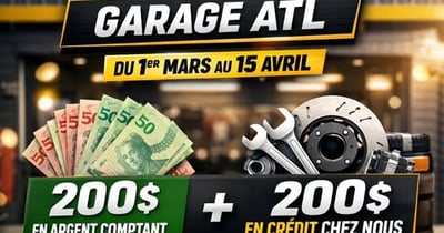 Concours Gagnez 200$ en argent et 200$ en service au garage ATL!