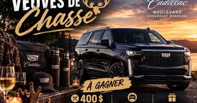 Concours Gagnez 400$ dans un restaurant au choix de Rimouski, un chauffeur pour votre soirée et un kit Cadillac!