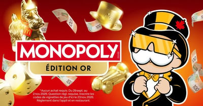 Concours Gagnez avec le jeu Monopoly McDonald’s!
