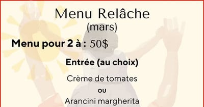 Concours Gagnez le menu relâche pour deux personnes au restaurant Le coin d'Italie!
