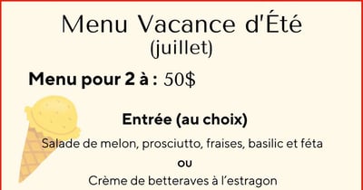Concours Gagnez le menu Vacances pour deux personnes au restaurant Le Coin d'Italie!