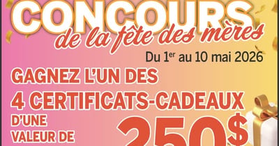 Concours Gagnez l'un des 4 certificats-cadeaux de 250$ La Grande Place des Bois-Francs!