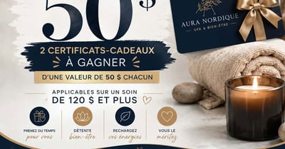 Concours Gagnez l'un des deux certificats-cadeaux Aura Nordique Spa & Bien-être Headspa de 50$!