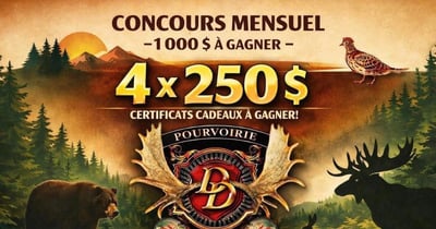 Concours Gagnez l'un des quatre certificats-cadeaux de 250$ à la Pourvoirie Domaine Desmarais!