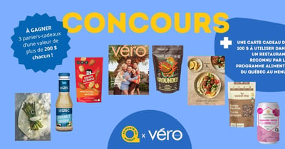 Concours Gagnez l'un des trois paniers-cadeaux et une carte cadeau de 100 $ à utiliser dans un restaurant reconnu par le programme Aliments du Québec!