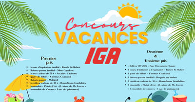 Concours Gagnez  l'un des trois paniers vacances remplis d'activités et de sorties familiale!