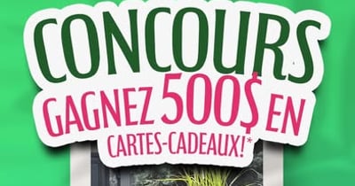 Concours Gagnez l'une des cinq cartes cadeaux de 100$!