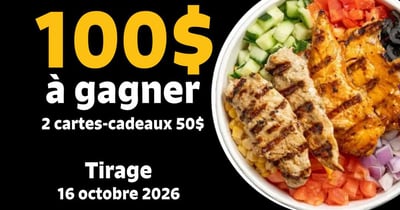Concours Gagnez l'une des deux cartes-cadeaux Poulet Royal Jonquière de 50$!