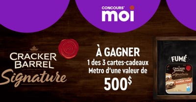 Concours Gagnez l'une des trois cartes cadeaux Métro de 500$!