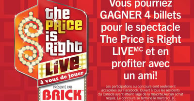 Concours Gagnez quatre billets pour les spectacles d’octobre de The Price Is Right LIVEMC!