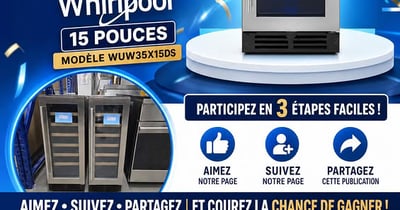 Concours Gagnez un cellier à vin Whirlpool 15 pouces, modèle WUW35X15DS!