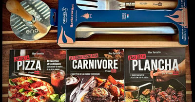 Concours Gagnez un ensemble OPINEL pour le BBQ identifié Projet BBQ et trois livres de Alex Turcotte et un presse burger!
