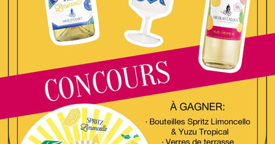 Concours Gagnez un mix de bouteilles Yuzu Tropical et Spritz Limoncello Nicolas Laloux des verres, une boîte apéro et un éventail!