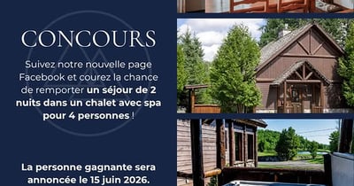 Concours Gagnez un séjour de 2 nuits en chalet pour 4 personnes au Chalets Royal Laurentien!