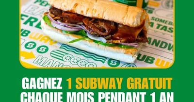 Concours Gagnez un Subway 12 po par mois pendant un an!