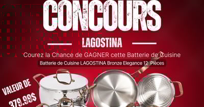 Concours Gagnez une batteries de Cuisine LAGOSTINA Bronze Elegance ! Concours Gagnez une batteries de Cuisine LAGOSTINA Bronze Elegance !