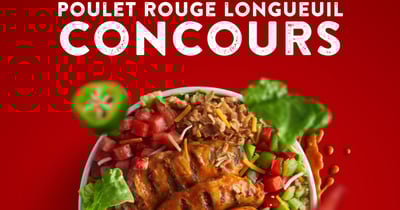 Concours Gagnez une carte-cadeau de 100$ chez Poulet Rouge Concours Gagnez une carte-cadeau de 100$ chez Poulet Rouge