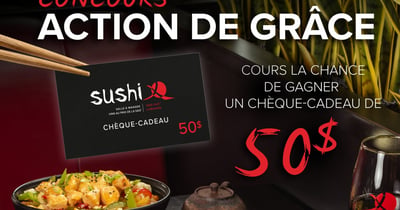 Concours Gagnez une carte-cadeau Sushi X de 50$!
