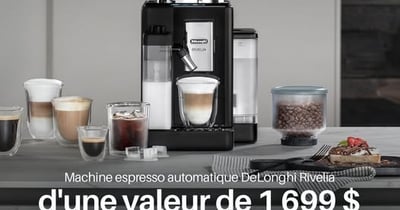 Concours Gagnez une machine espresso automatique DeLonghi Rivelia d’une valeur de 1699 $!