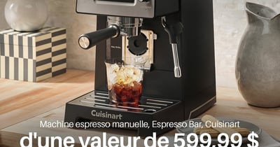 Concours Gagnez une machine espresso manuelle Espresso Bar de Cuisinart!