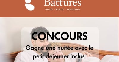 Concours Gagnez une nuitée pour 2 personnes avec le petit déjeuner inclus au Resto des Battures!