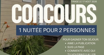 Concours Gagnez une nuitée pour deux personnes au Domaine Pouki!
