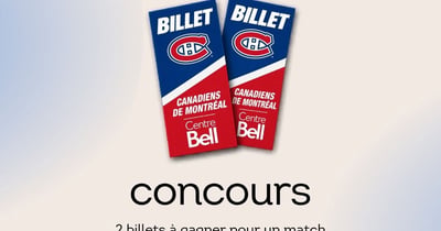 Concours Gagnez une paire de billets pour une partie des Canadiens de Montréal le 26 septembre 2026 à 19h!