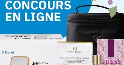 Concours Gagnez une pochette Guess, le parfum Amore, une boîte à bijoux, des patchs et un gua sha Karine Joncas et du chocolat!